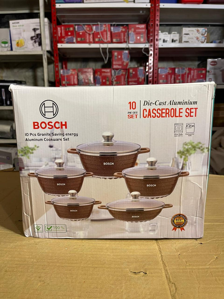 BOSH 10 Pcs Granite/Ceramic Coated Aluminum Cookware Set